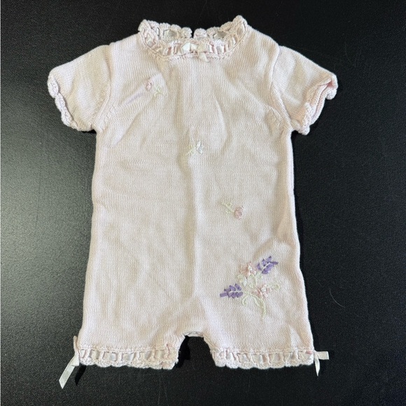 Vintage Knit Romper With Flower Details - Picture 1 of 5